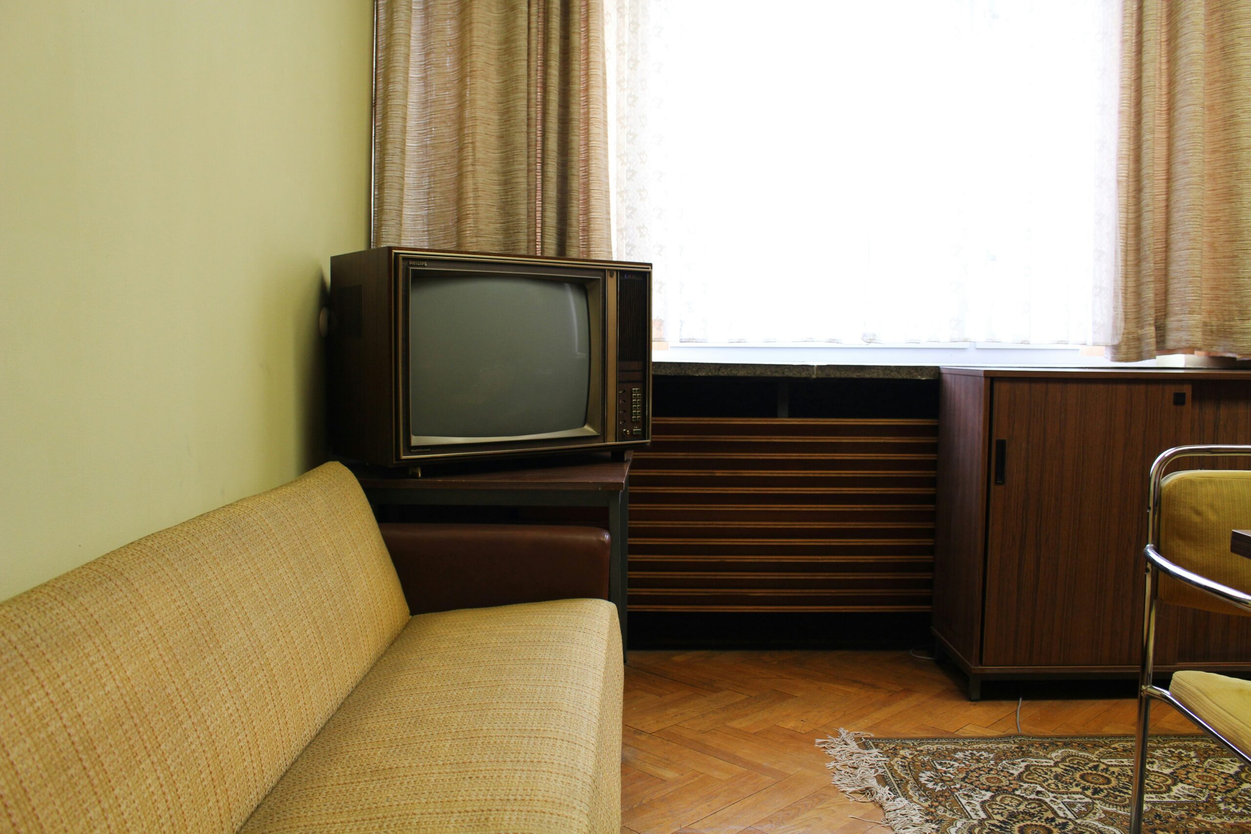 a television in what looks like a 1970s homes